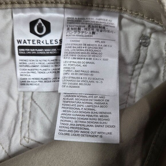 Levis 514 Pants Mens 36x32 Khaki Beige Straight Non-Stretch Cotton Twill Preppy - Picture 6 of 10